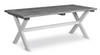 Shabby Chic Tisch gebürstete Tischplatte mit grauen Lasur  weisse BeineKiefer L 195cm B 86cm 595.004